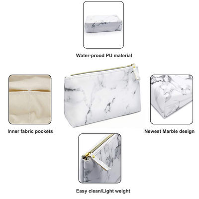 De marmeren Pu-van de de Borstelorganisator van de Reismake-up Ritssluiting van Pouch With Gold