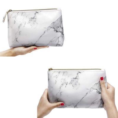De marmeren Pu-van de de Borstelorganisator van de Reismake-up Ritssluiting van Pouch With Gold