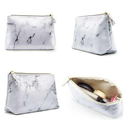 De marmeren Pu-van de de Borstelorganisator van de Reismake-up Ritssluiting van Pouch With Gold