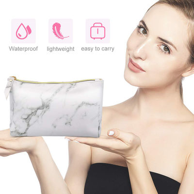 De marmeren Pu-van de de Borstelorganisator van de Reismake-up Ritssluiting van Pouch With Gold